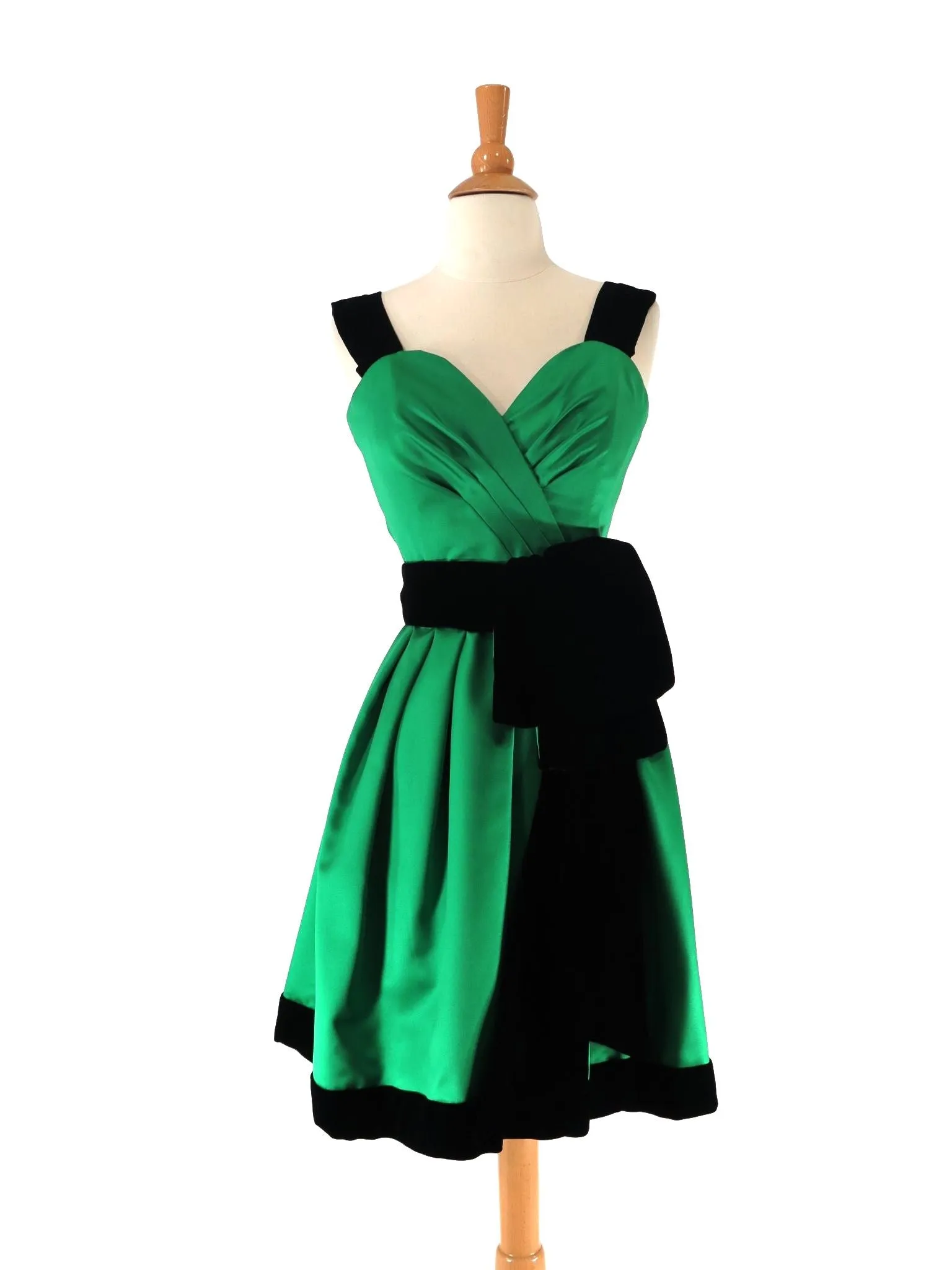 80s Party Dress in Green Satin