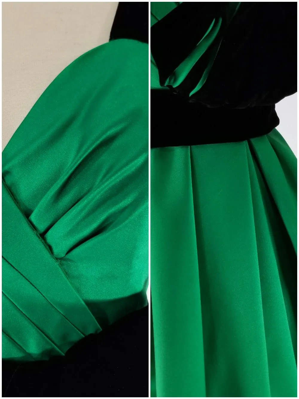 80s Party Dress in Green Satin