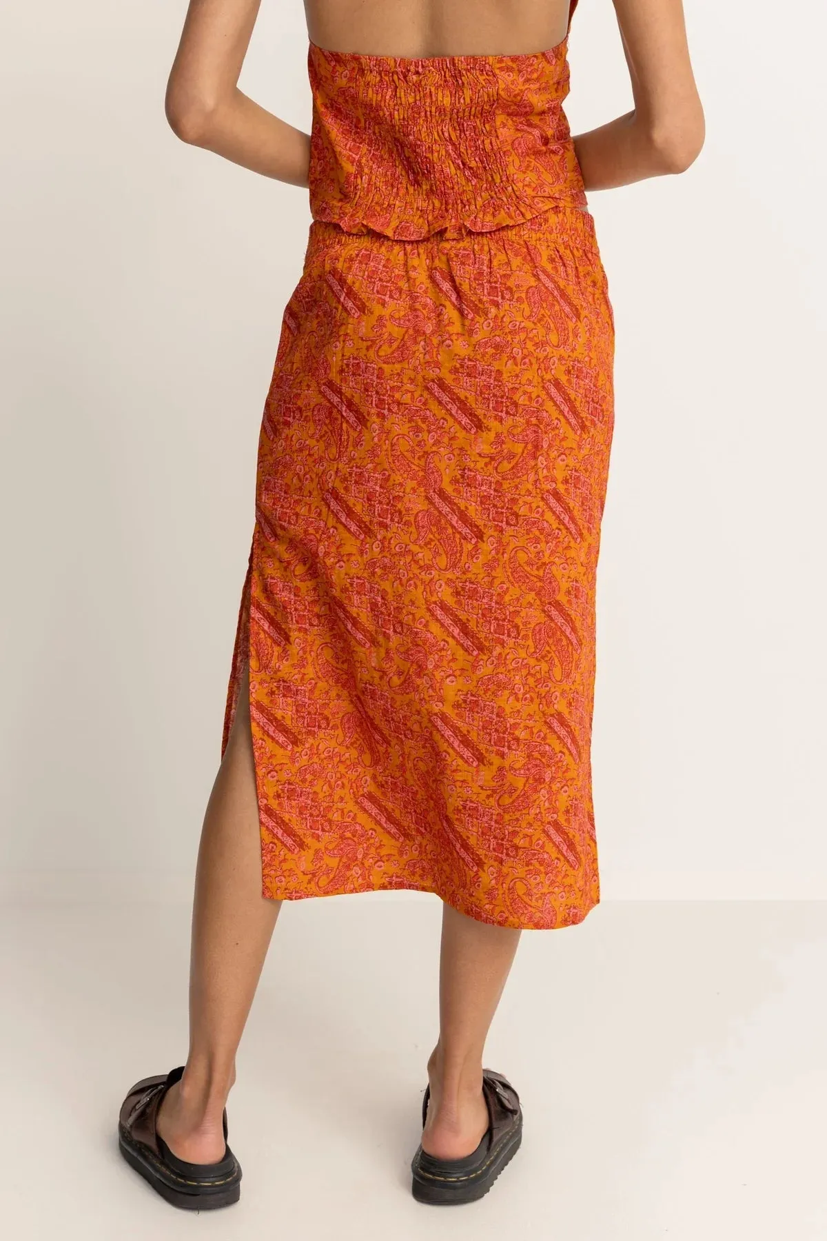 Adia Paisley Low Rise Midi Skirt