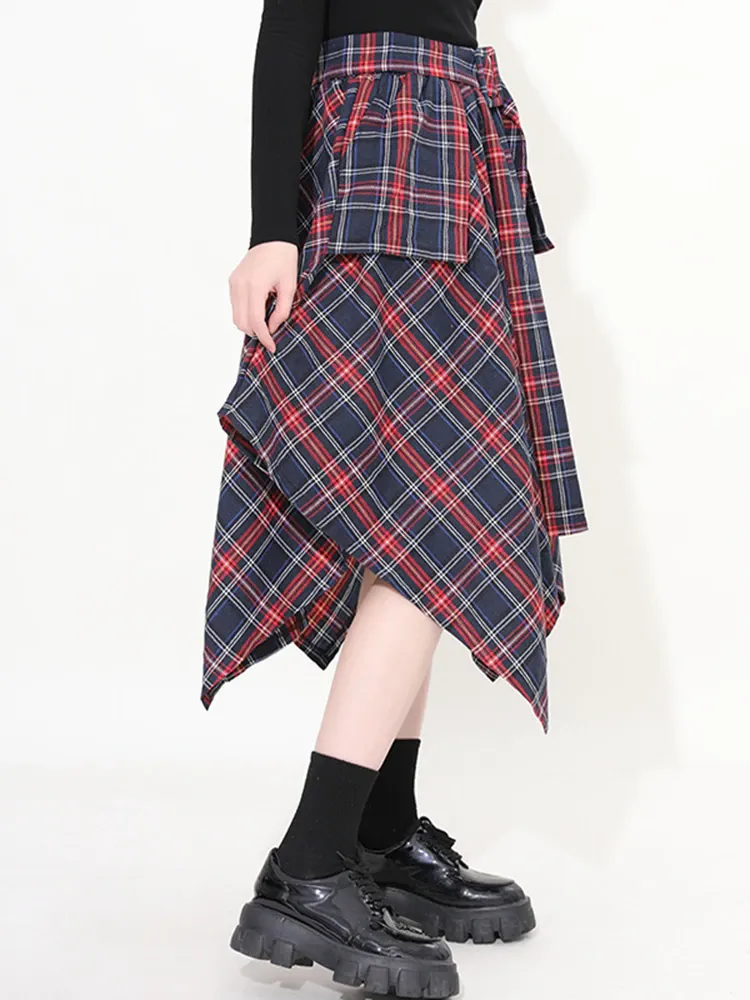 Aitana Plaid Picnic Skirt - Navy