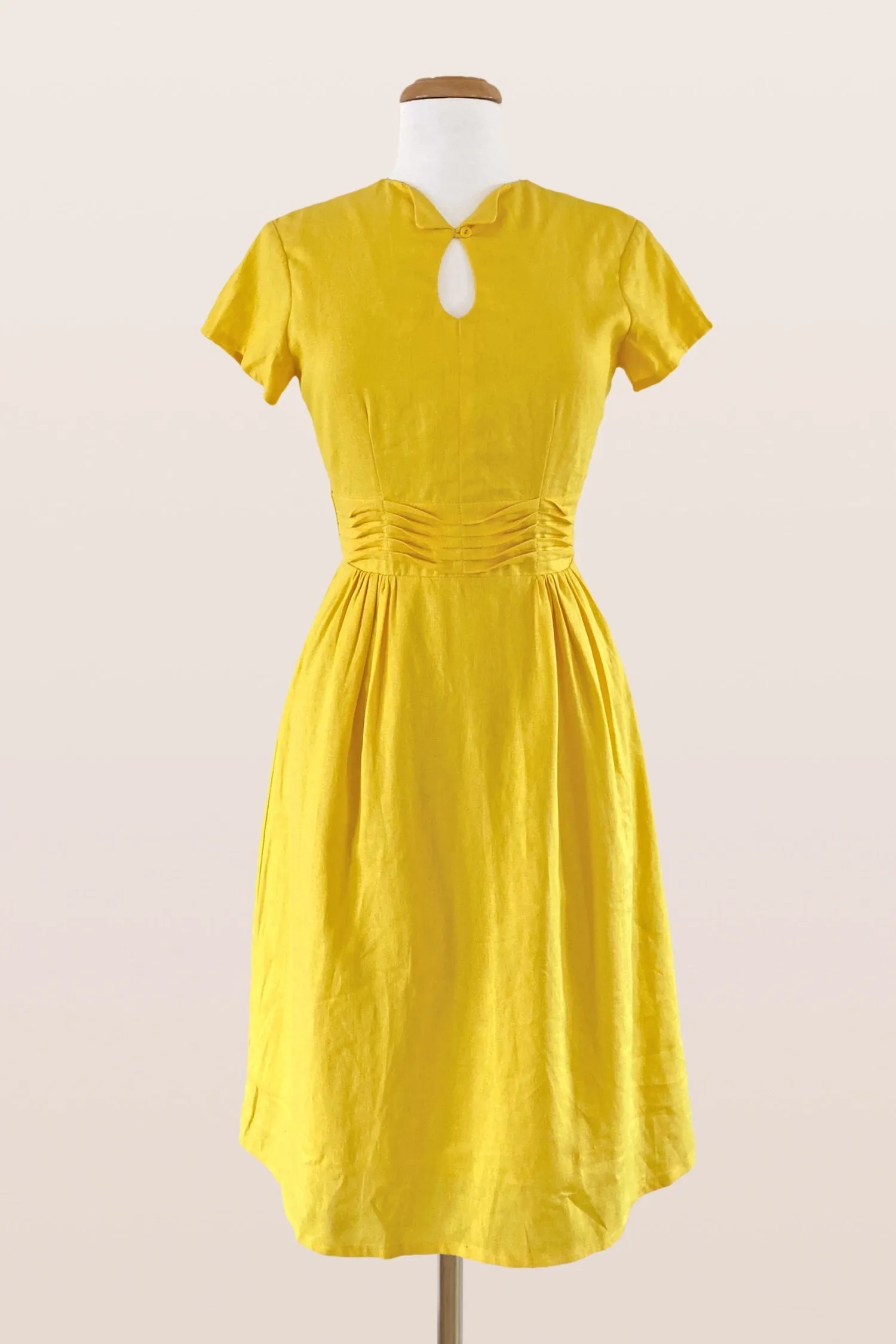 Ally Yellow Linen Dress