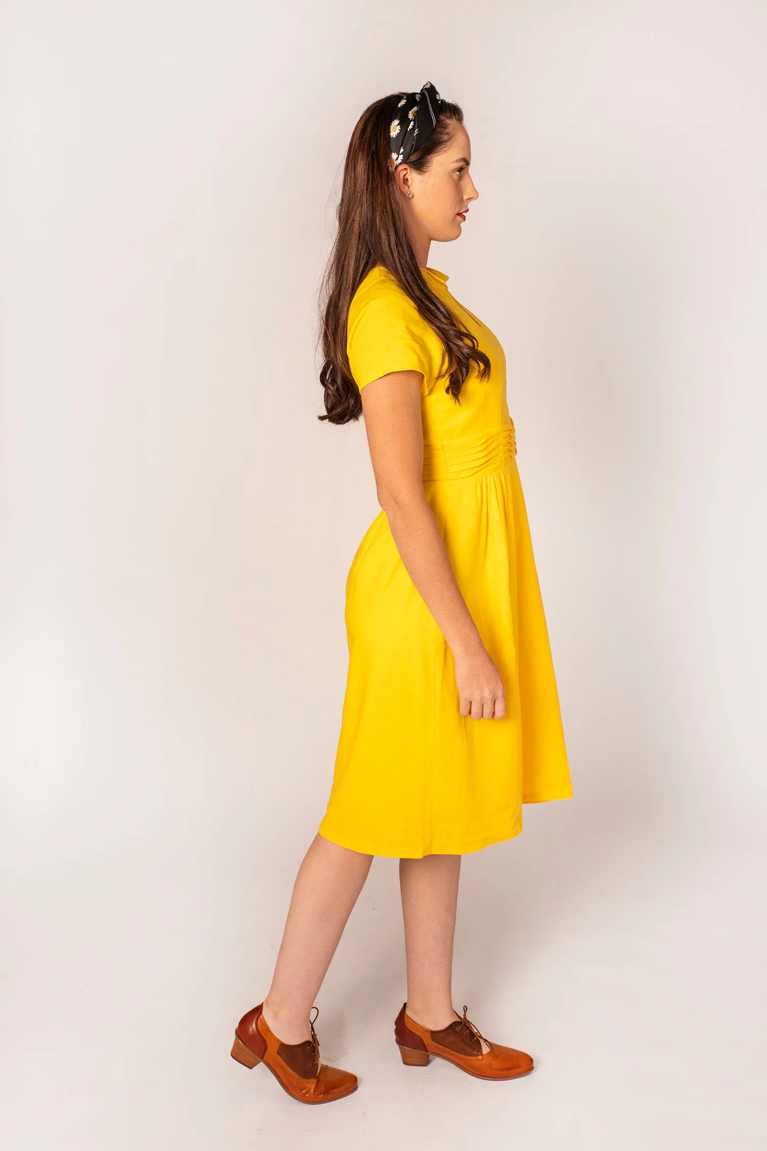 Ally Yellow Linen Dress