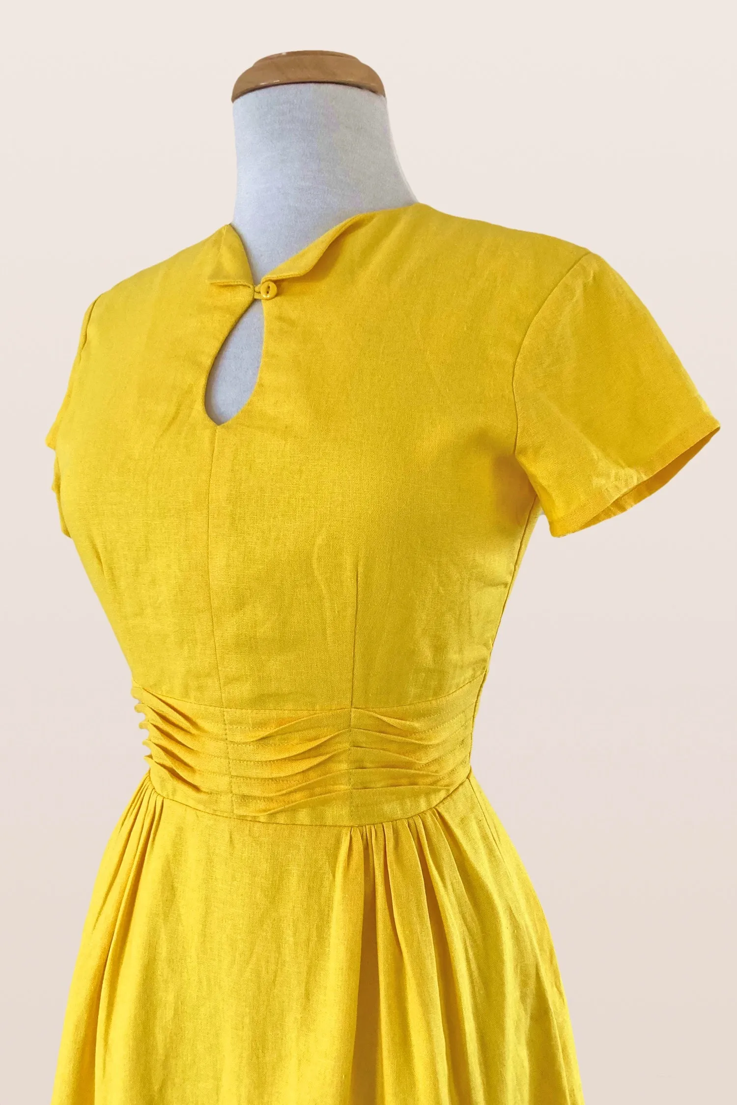 Ally Yellow Linen Dress