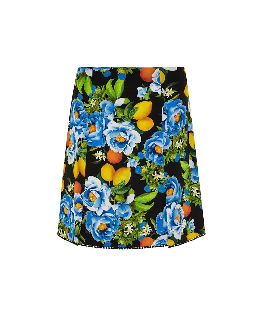 Peonia Black Analu Linen Mini Skirt with Pockets