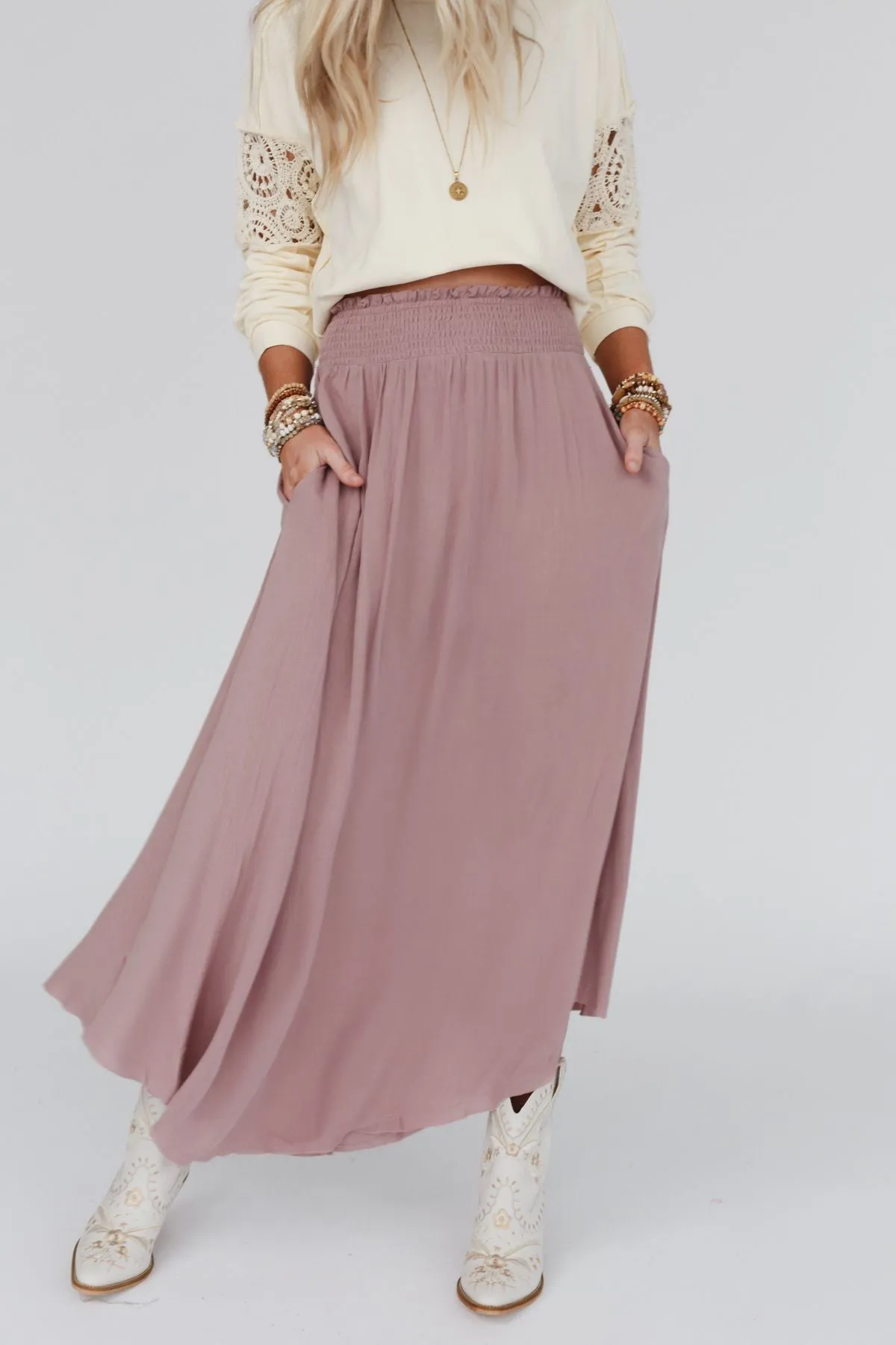 Anything Goes Maxi Skirt - Mauve