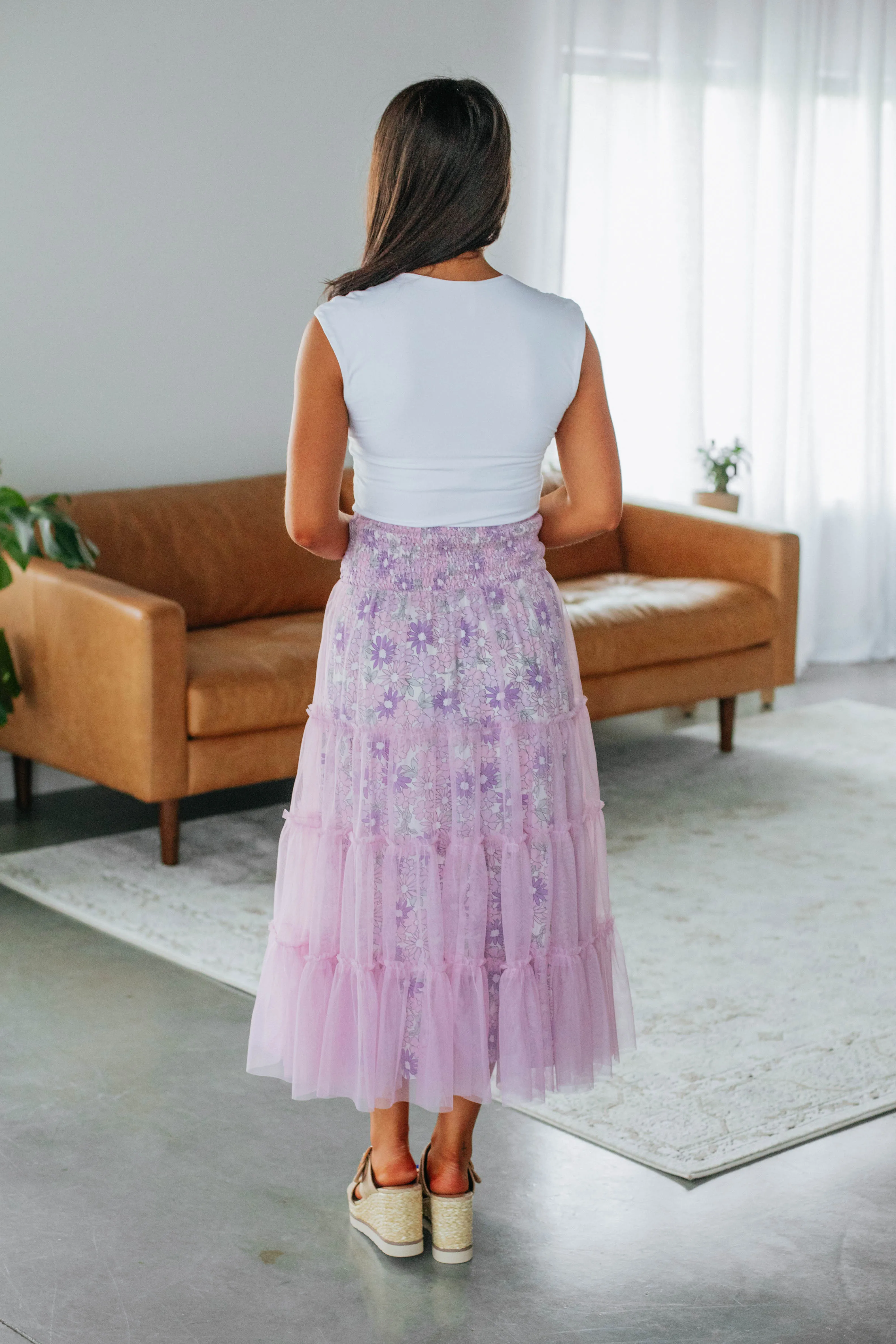 Avari Tiered Mesh Skirt - Lilac