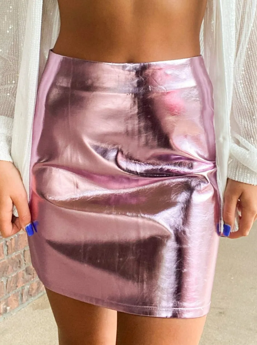 Barbie Metallic Faux Leather Skirt