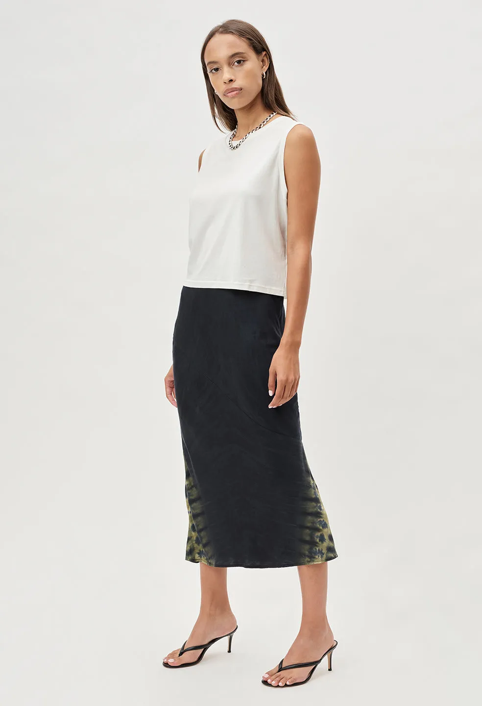 Bias Midi Skirt / Mineral Tie Dye