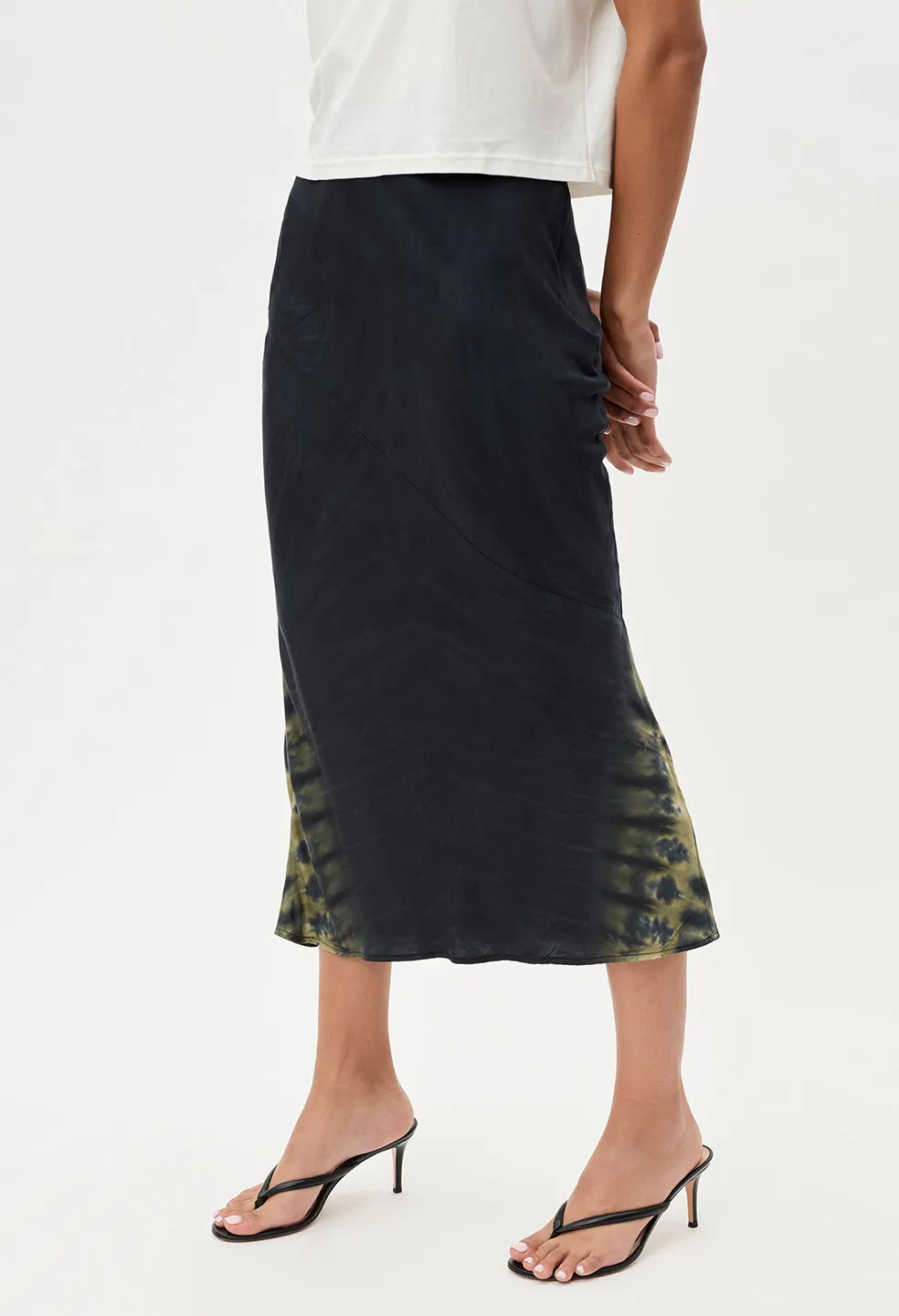 Bias Midi Skirt / Mineral Tie Dye