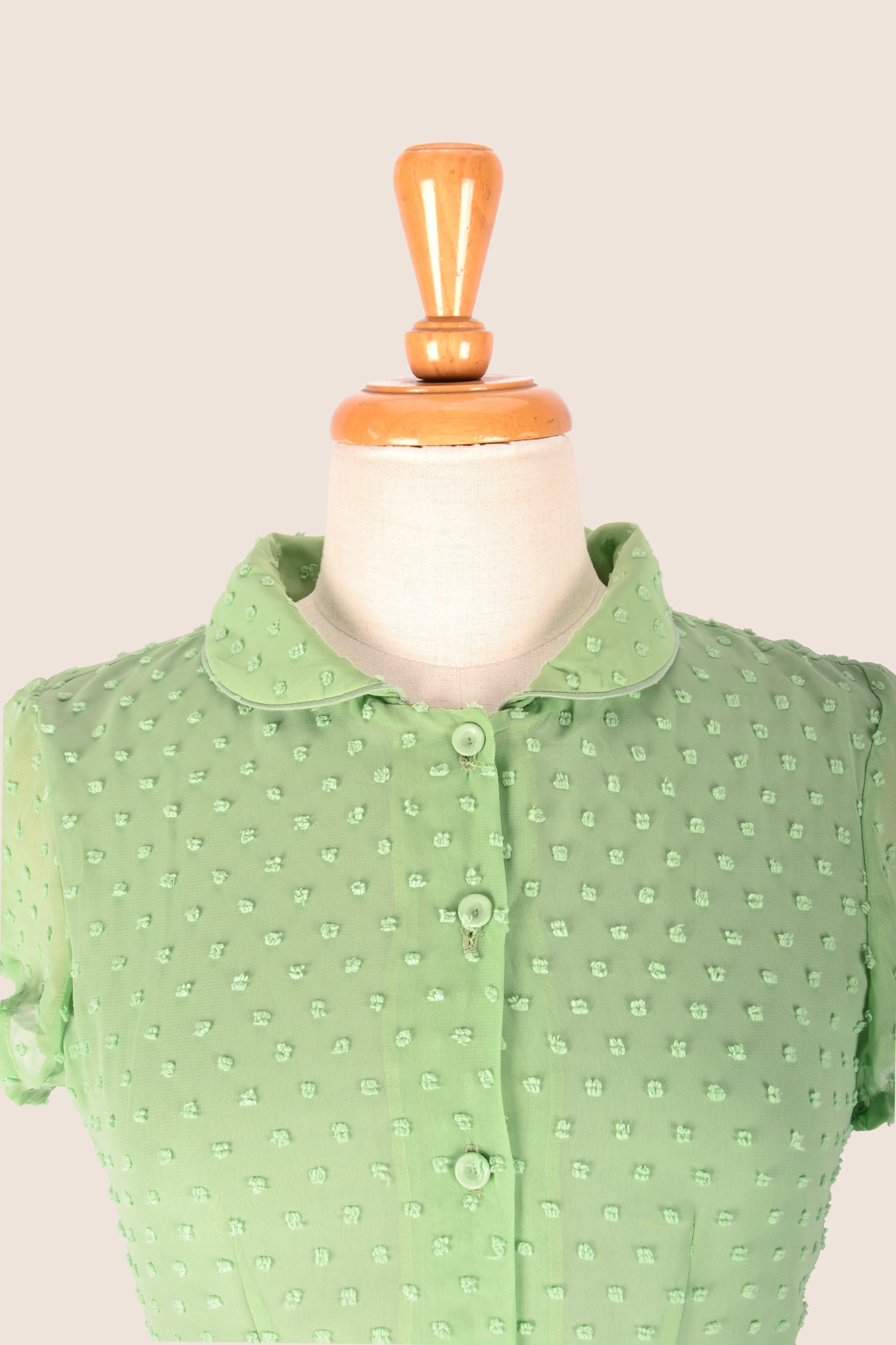 Camille Pastel Green Dots Dress