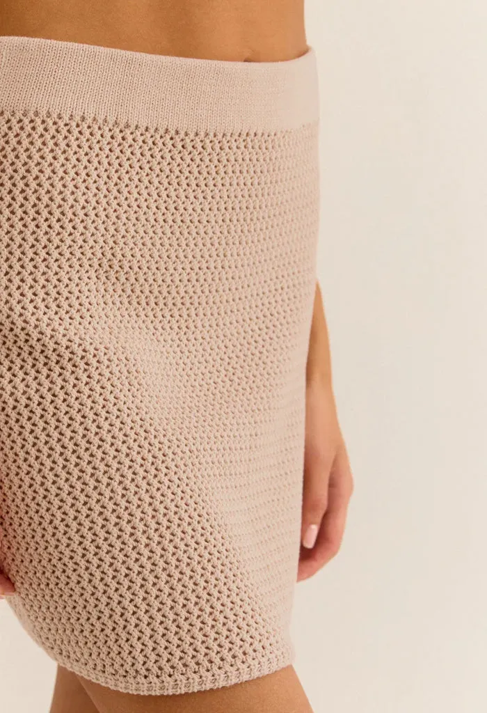 Carlita Crochet Mini Skirt-Natural