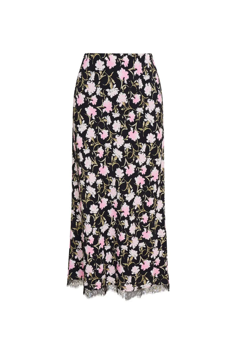 Castle Floral Crepe Midi Skirt