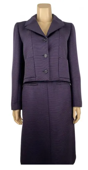 Chanel 01P 2001 Spring Navy Blue Skirt Suit with Jacket FR 38/40