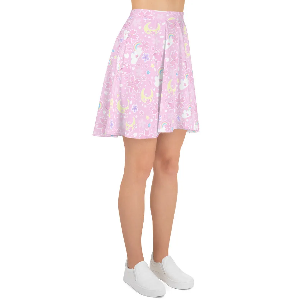 Cherry Blossom Dreams Pink Skater Skirt