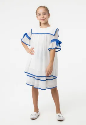 Contrast With Ribbons Blouse And Skirt Set