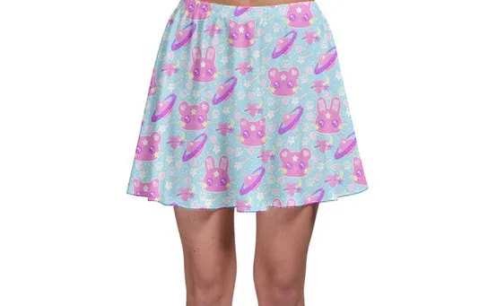 Cosmic Cuties Blue Skater Skirt [Made To Order]