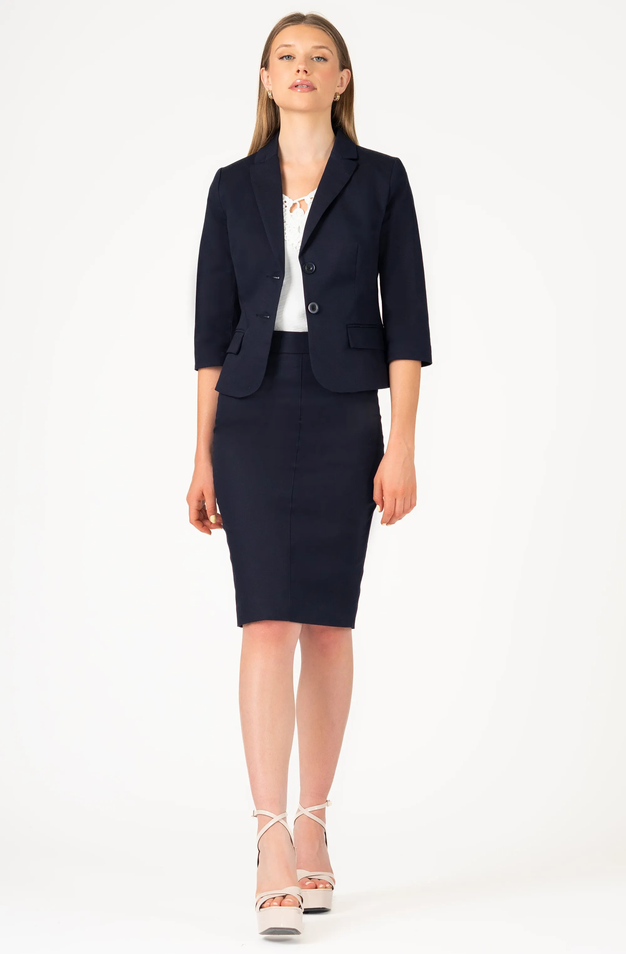 Cotton Fitted Skirt with Middle Seam