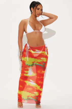 Dismas Swim Cover Up Maxi Skirt - Red/combo