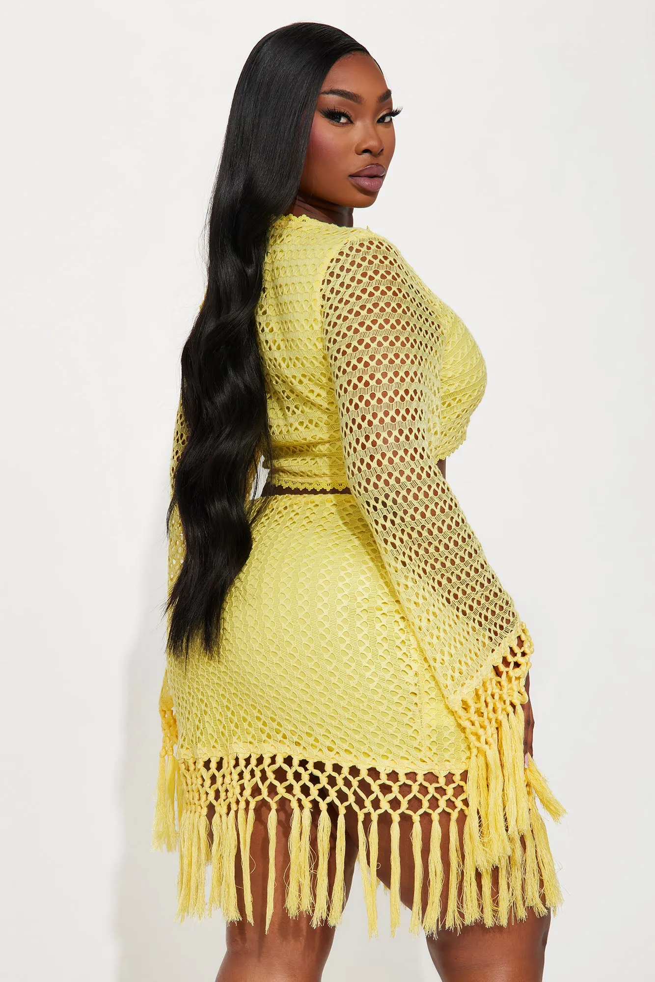 Don't Be Jealous Crochet Skirt Set - Yellow