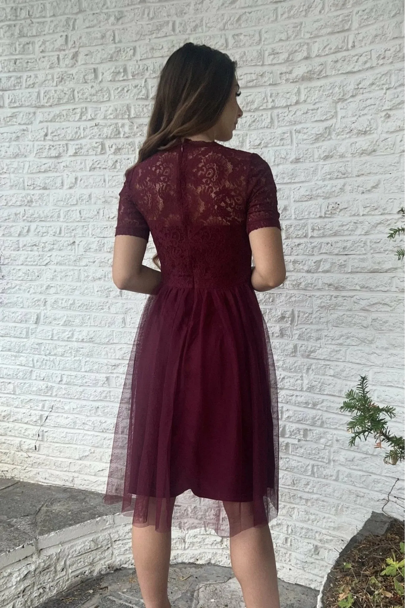 Double Second Lace Dress With Tulle Skirt