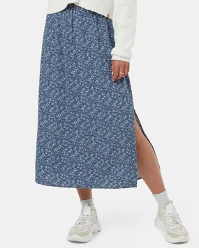 EcoWoven Crepe Skirt in Blue Floral