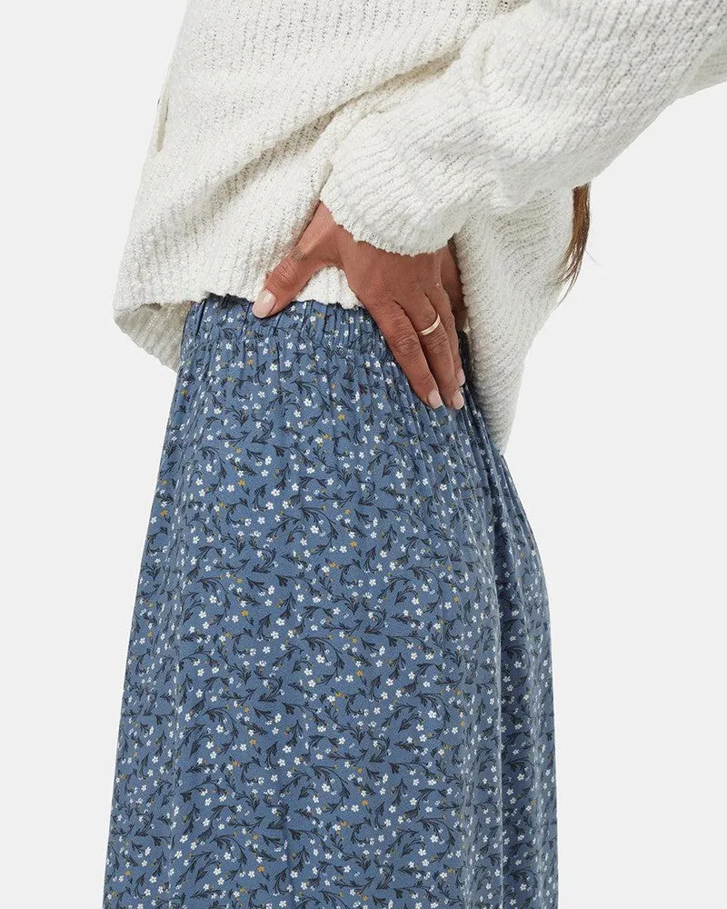 EcoWoven Crepe Skirt in Blue Floral