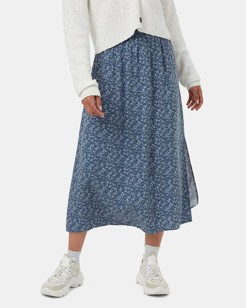 EcoWoven Crepe Skirt in Blue Floral