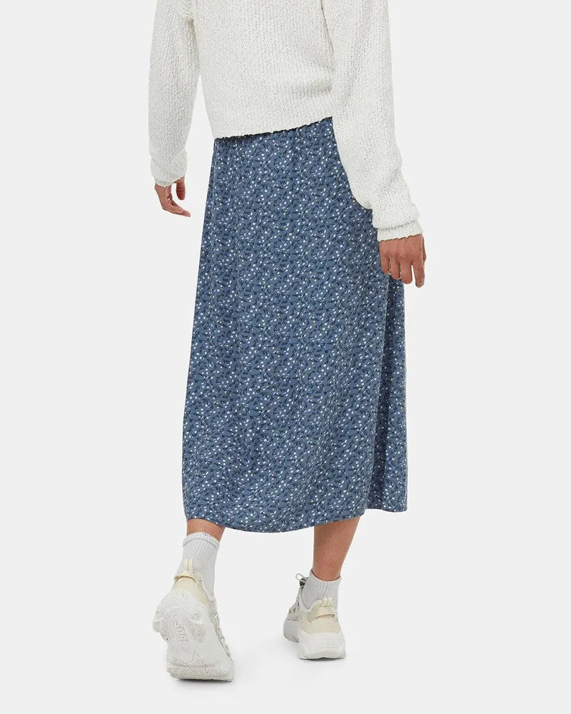 EcoWoven Crepe Skirt in Blue Floral