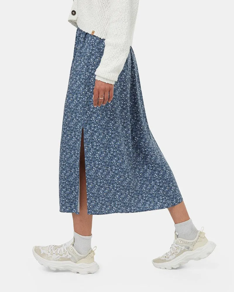 EcoWoven Crepe Skirt in Blue Floral