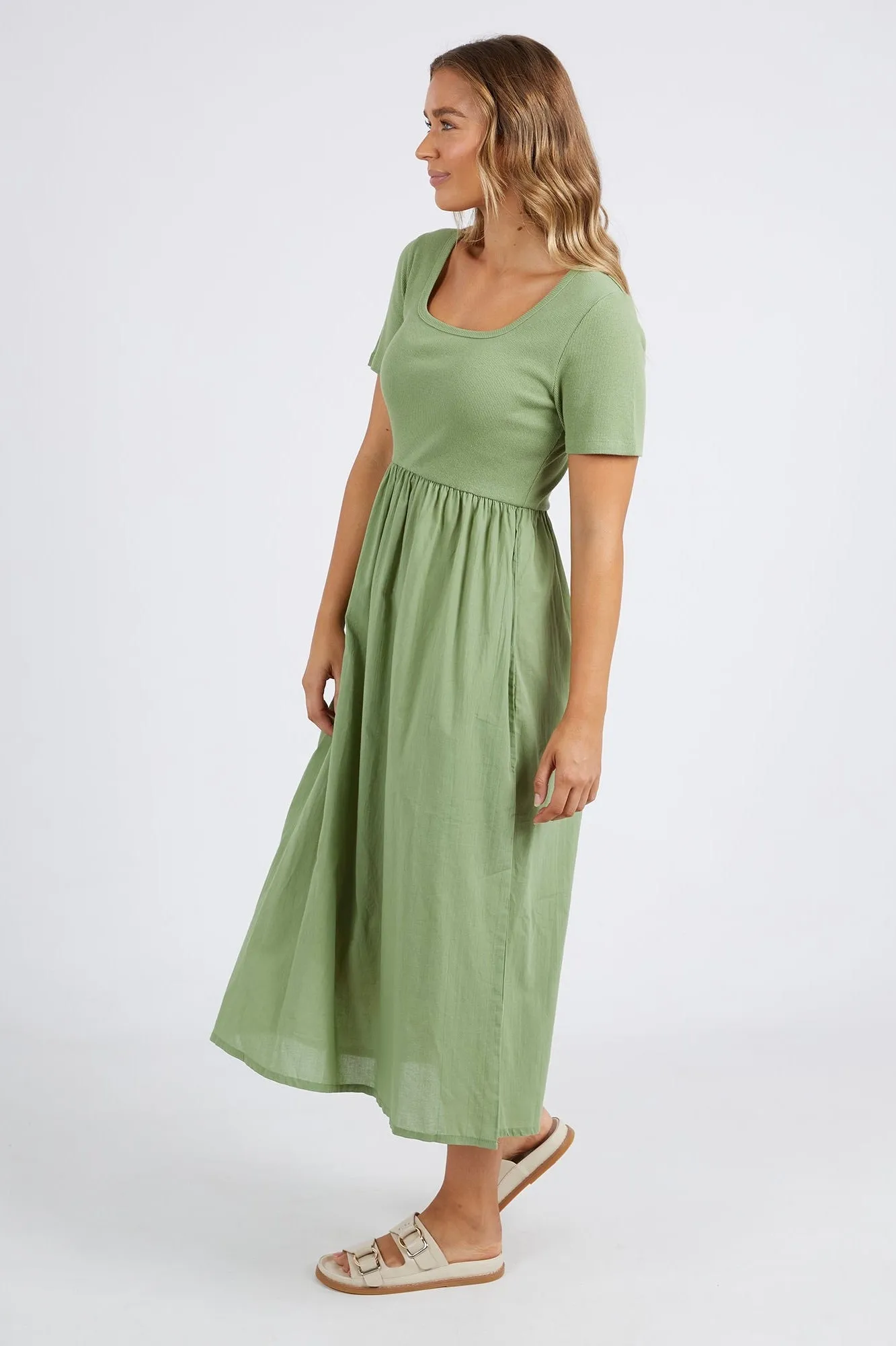 Ella Moss Green SS Midi Dress