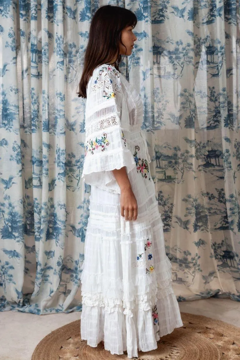 EMBROIDERED MAXI DRESS/DUSTER - Charm your way in Ivory