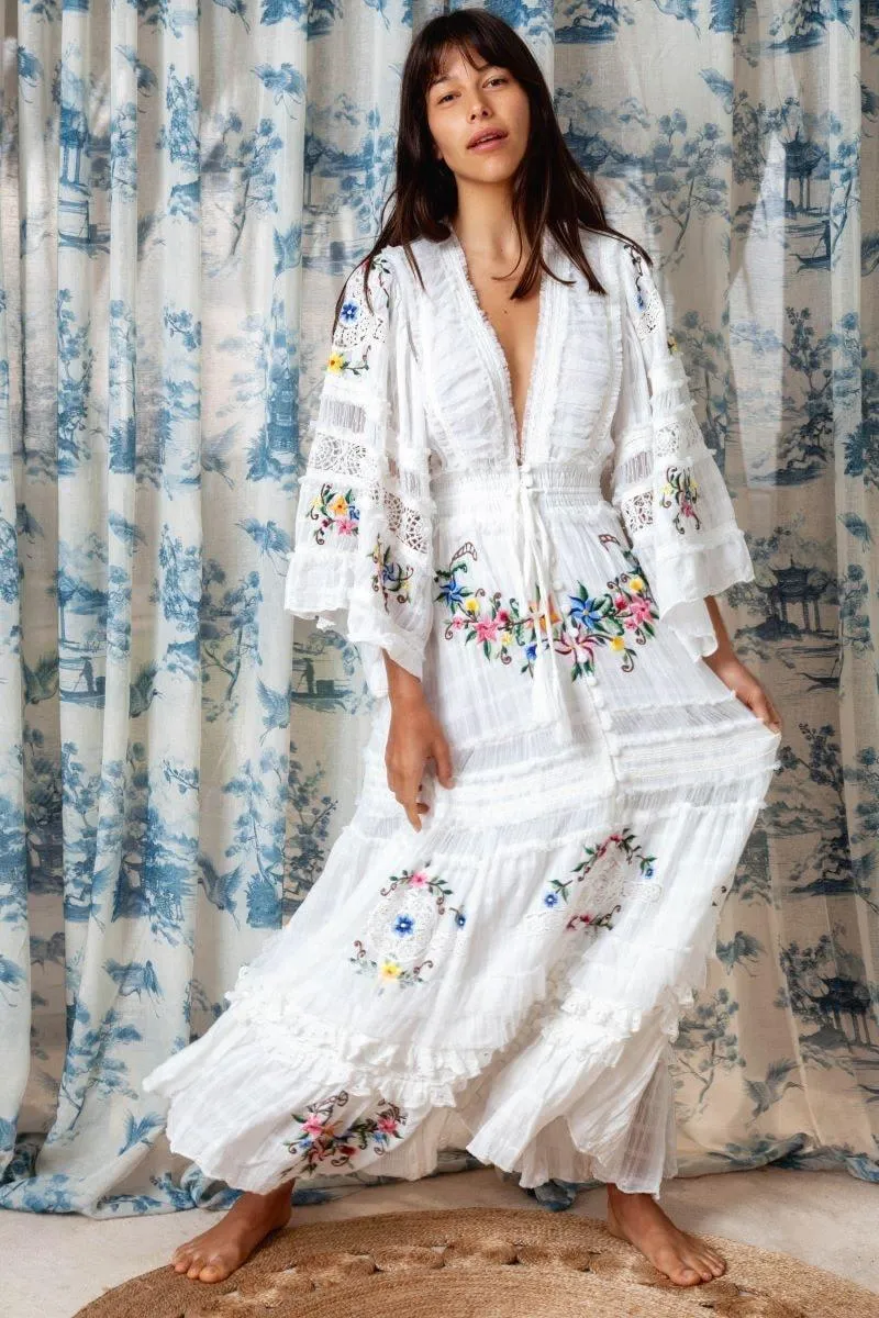 EMBROIDERED MAXI DRESS/DUSTER - Charm your way in Ivory