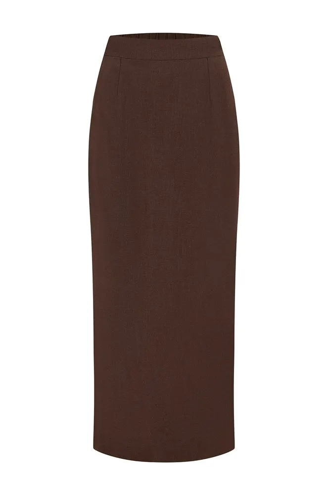 EMMA PENCIL SKIRT - CHOCOLATE