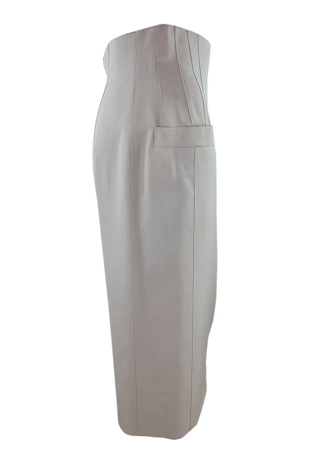 ESCADA Vintage 1980s Cream Pure New Wool Knee Length Pencil Skirt (36)