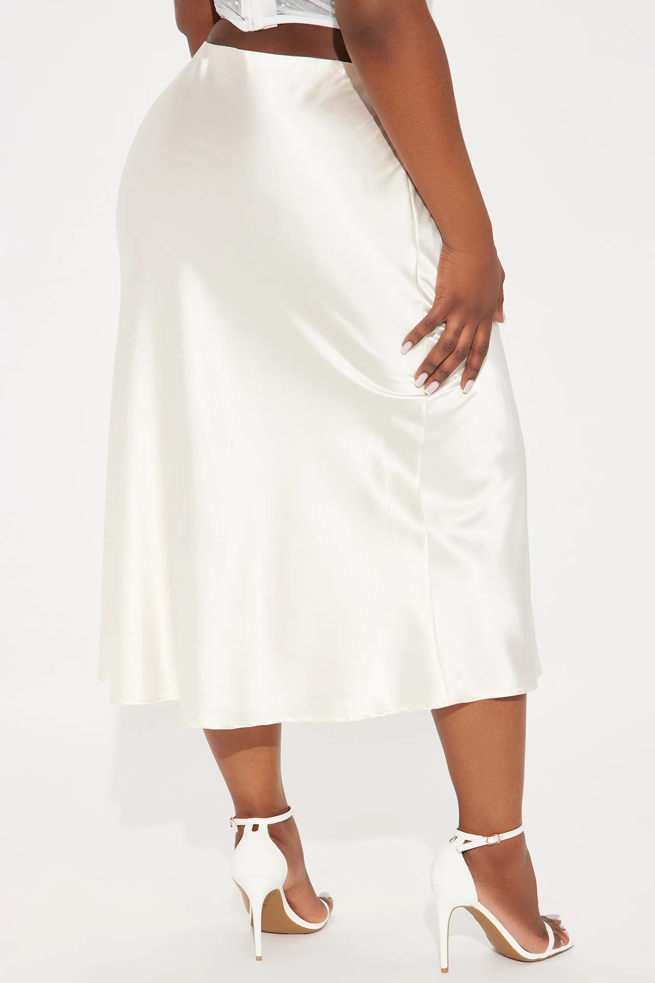 Finer Things Satin Midi Skirt - Cream