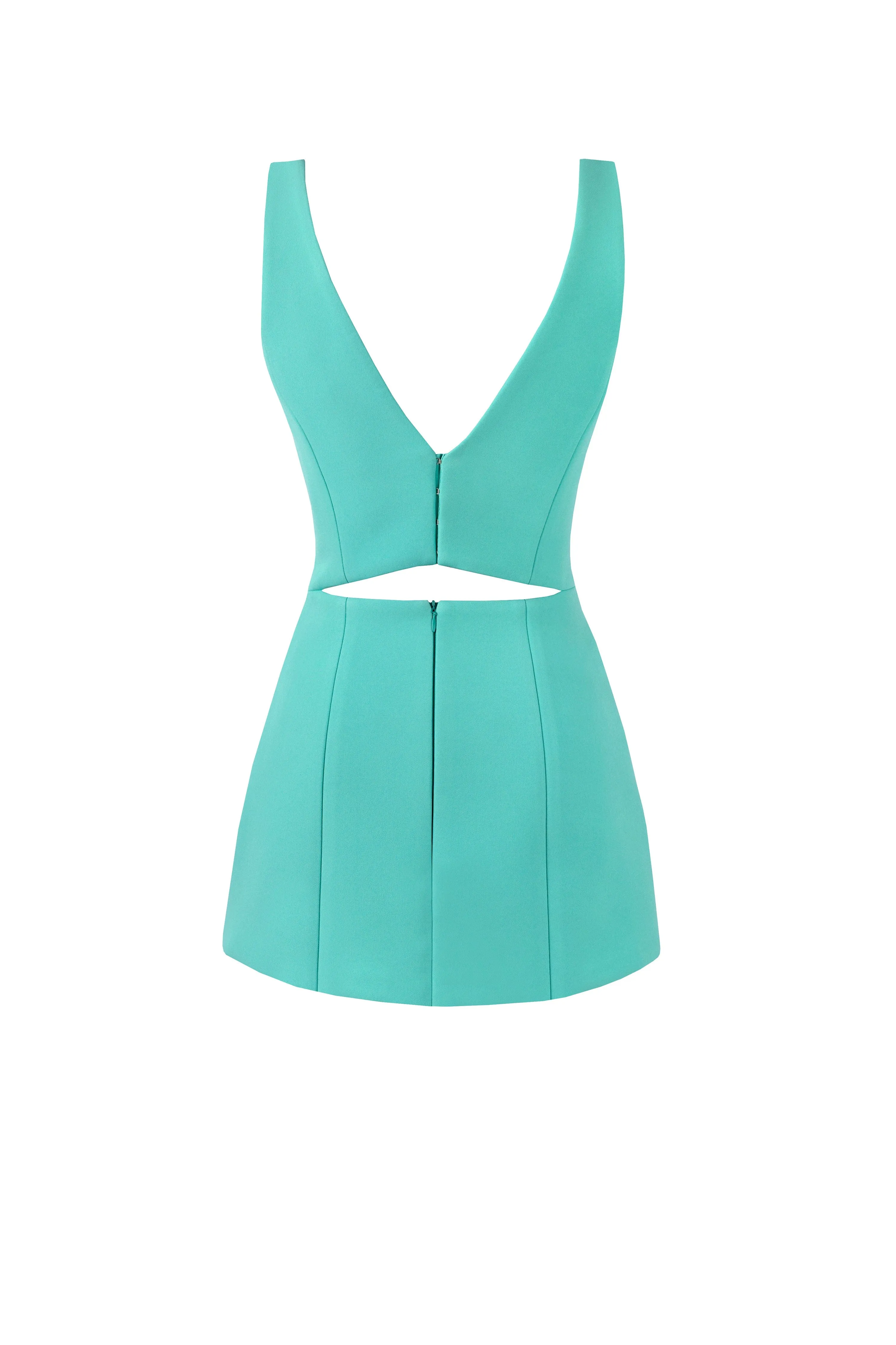 Glossy ultra mini dress in mint green with cutouts