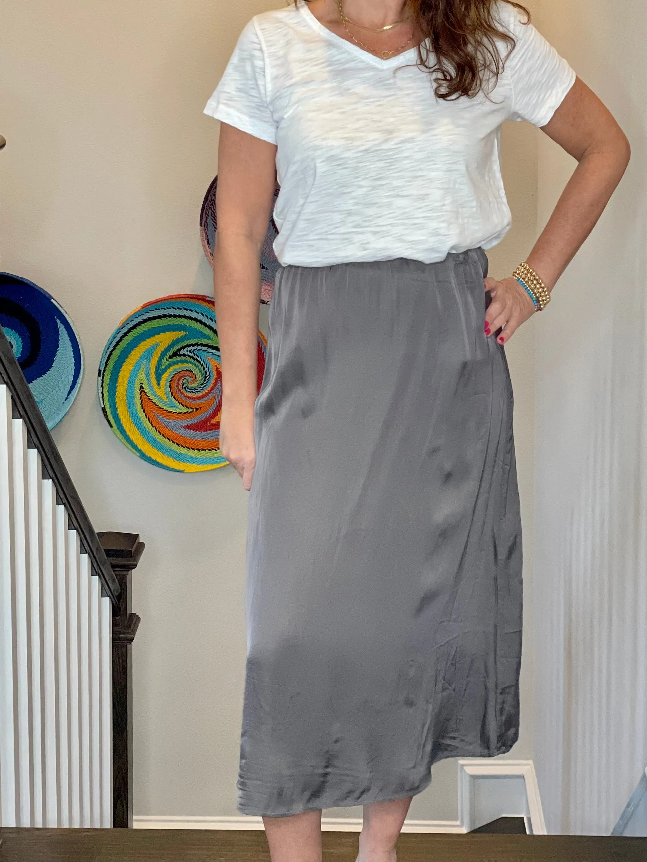 Hello Nite Midi Skirt in Volcanic Glass