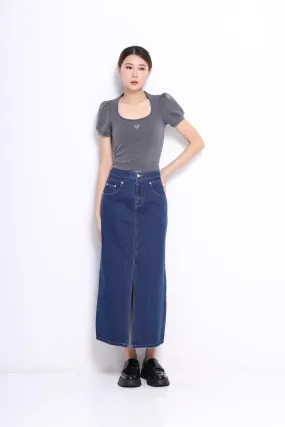 Hera Denim High Waist Midaxi Skirt