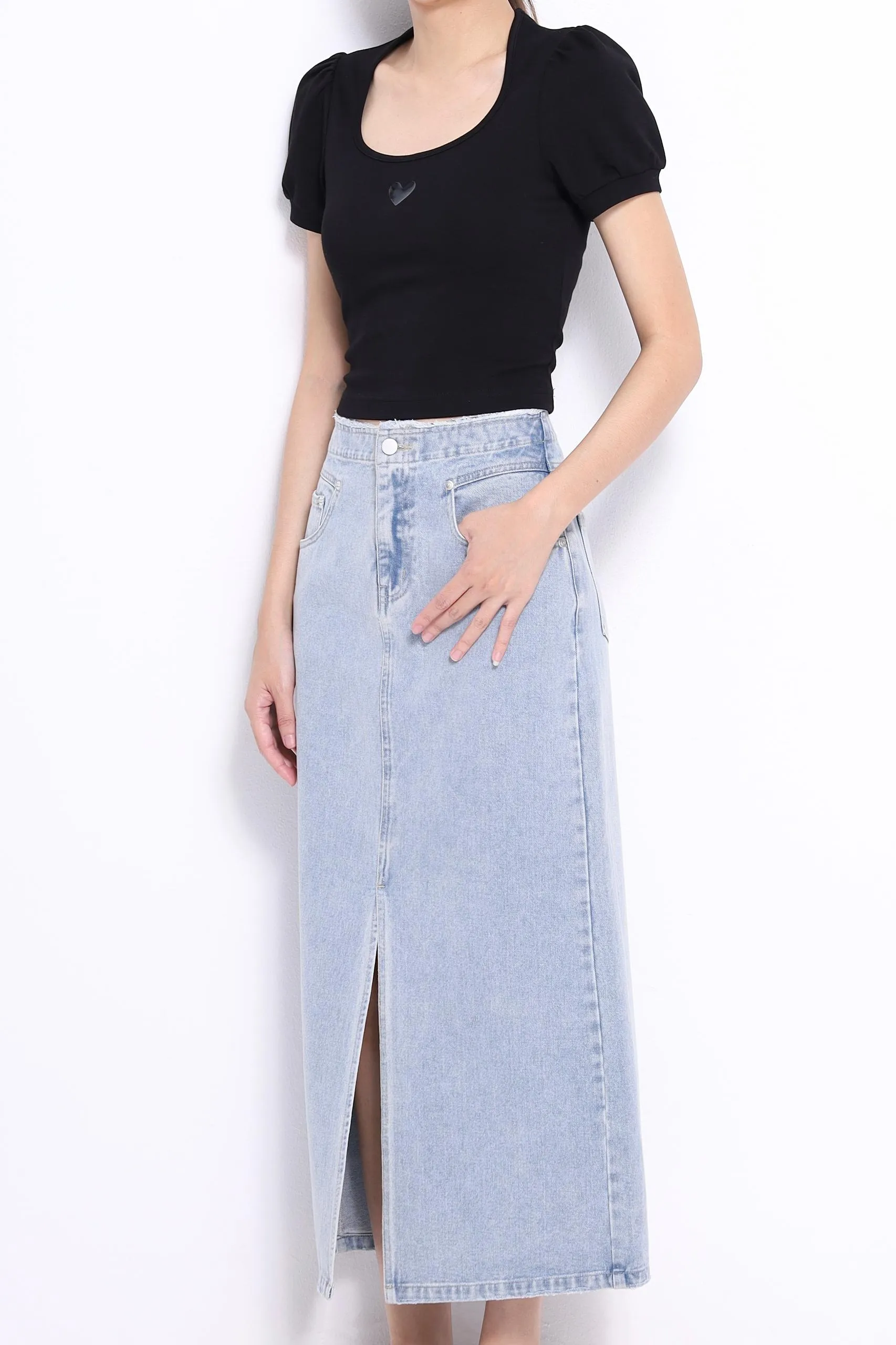 Hera Denim High Waist Midaxi Skirt