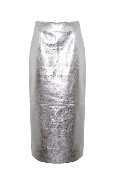 Hunter Bell Cameron Skirt in Crinkled Silver