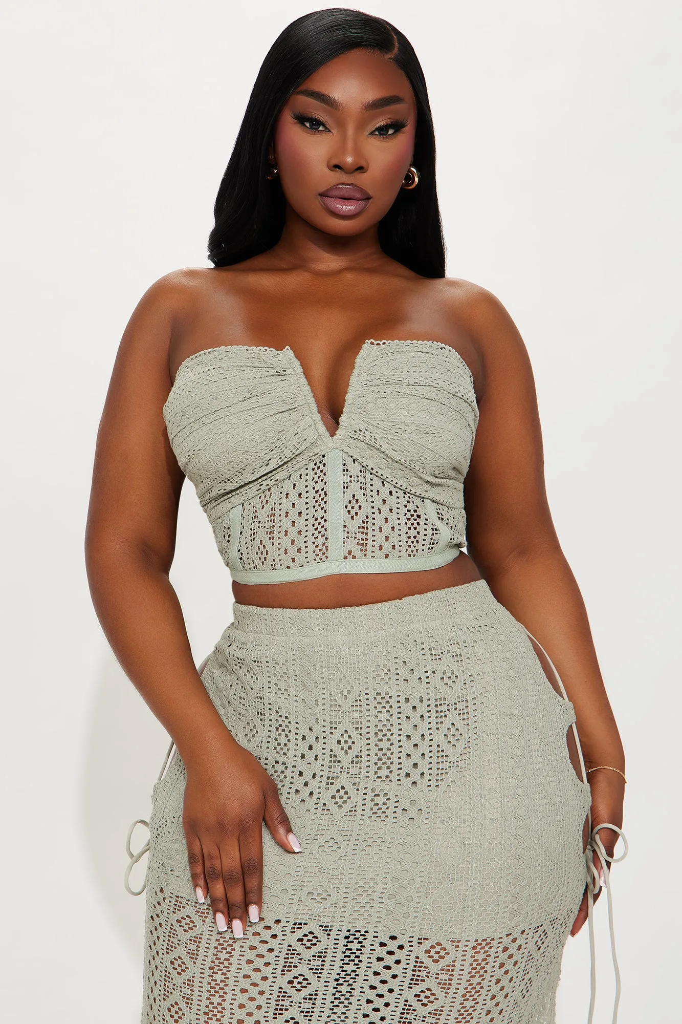 In My Vacay Mood Skirt Set - Sage