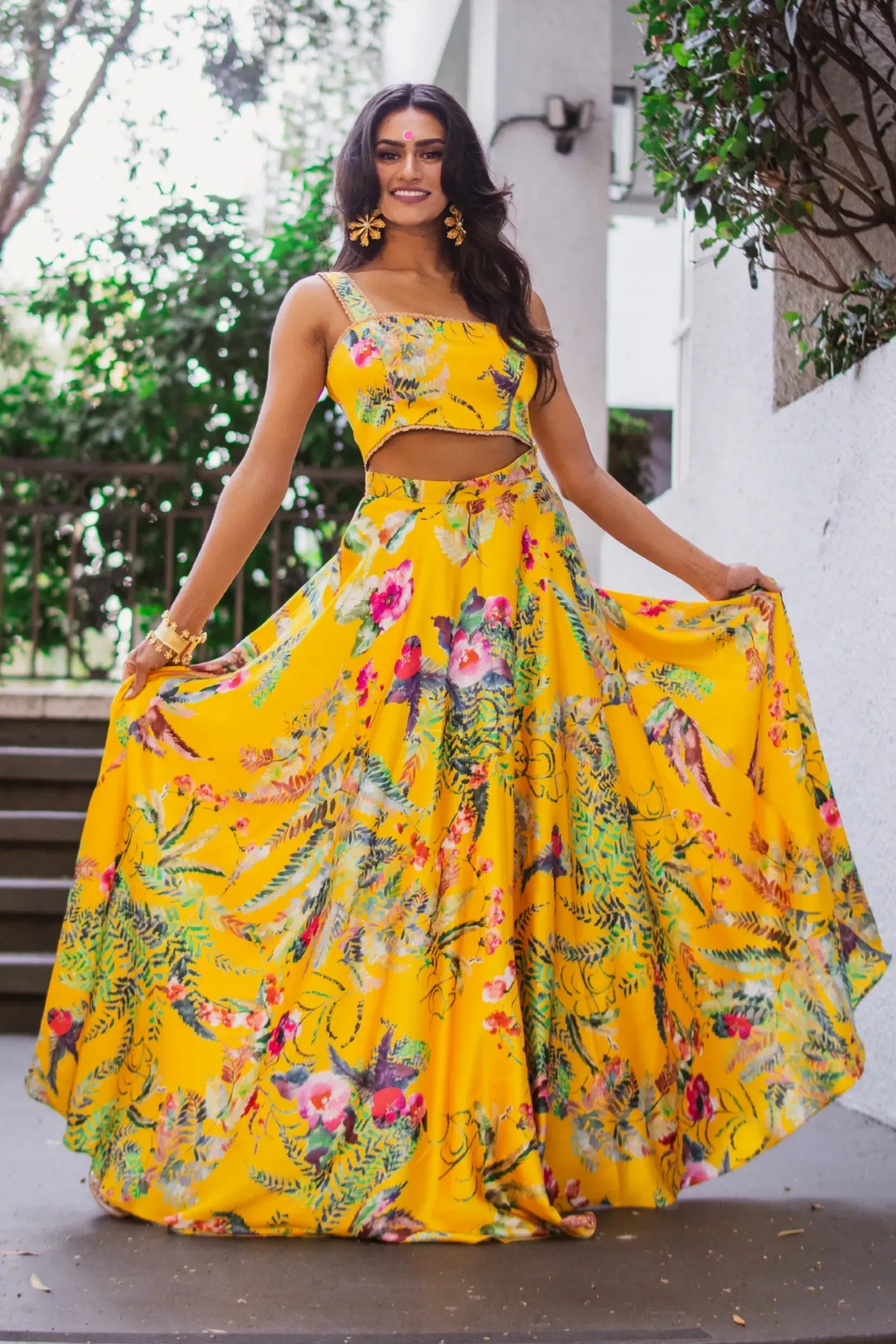 KARISHMA Caribbean Floral Lehenga Skirt