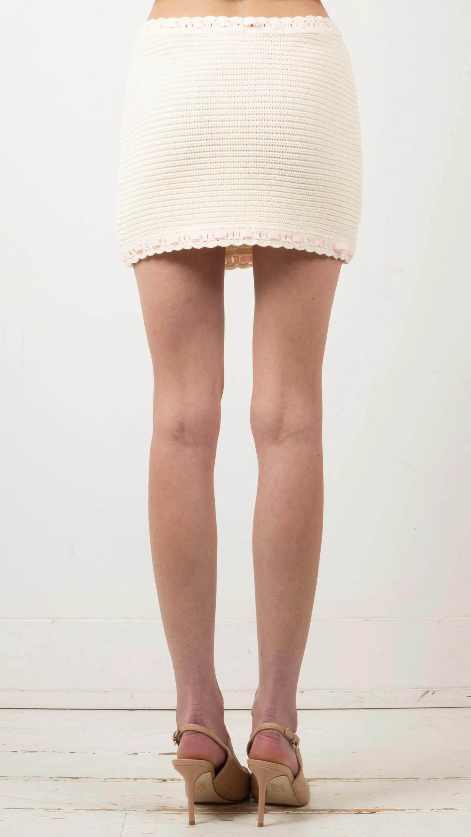 Kelsey Crochet Mini Skirt - Cream