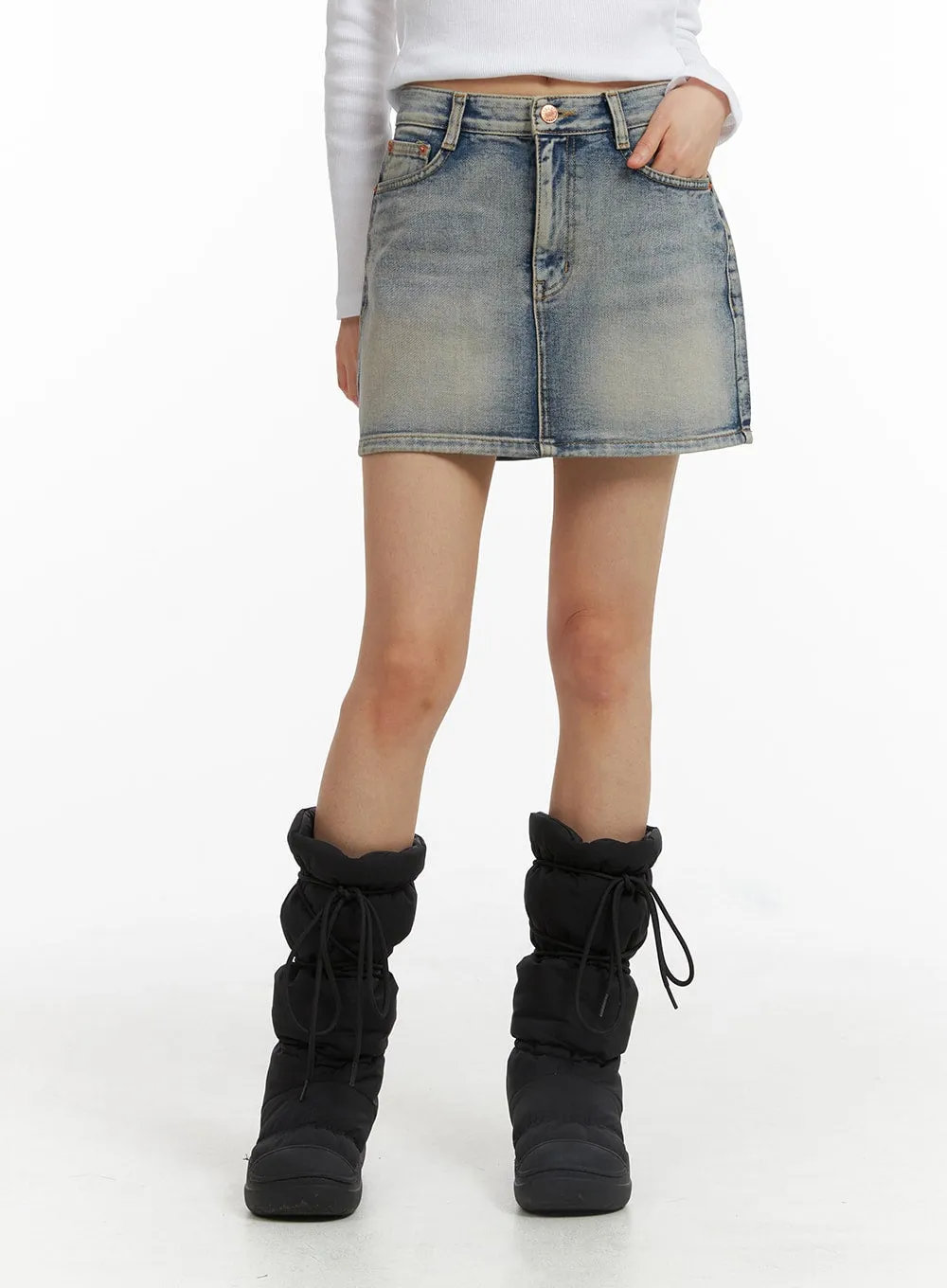 Light Washed Denim Mini Skirt CJ412