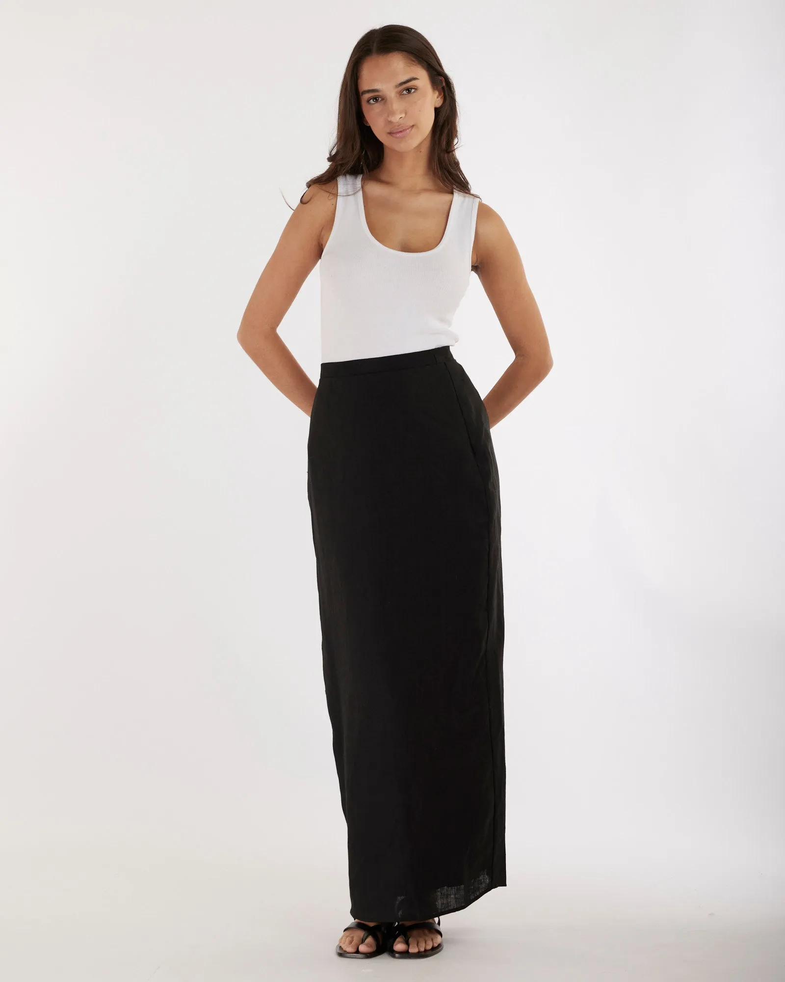 Mabel Linen Skirt - Black