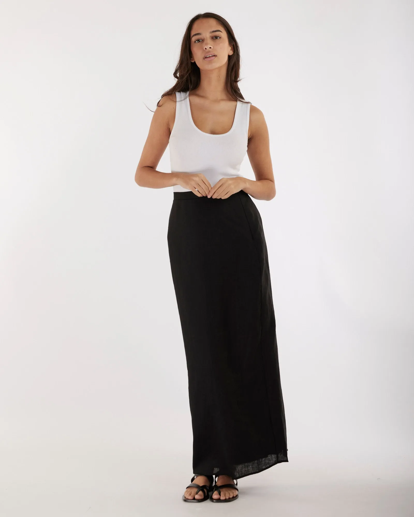 Mabel Linen Skirt - Black