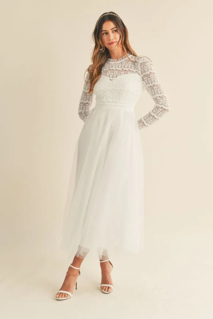 Maeve Lace Bodice Midi Dress