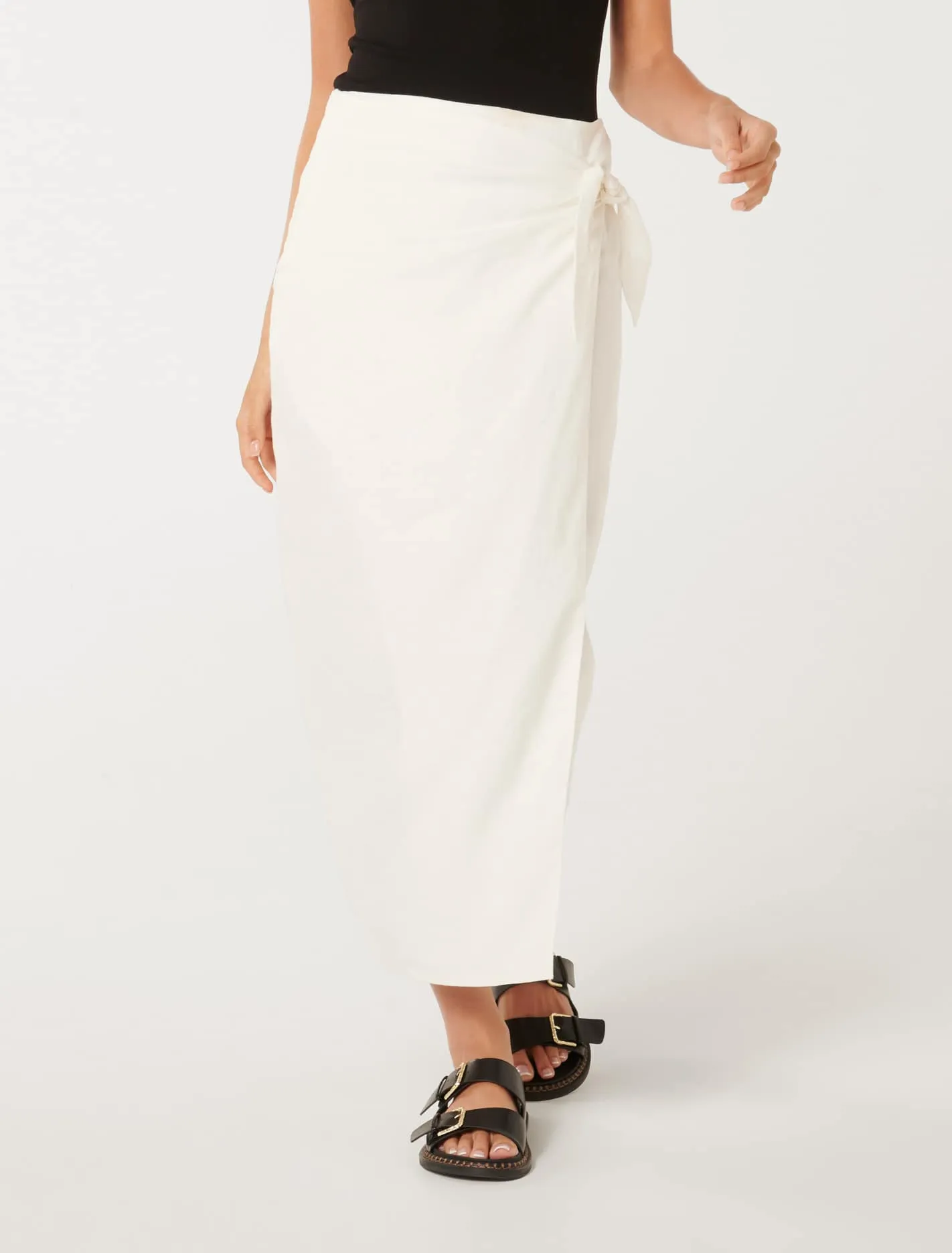 Maeve Linen Wrap Midi Skirt