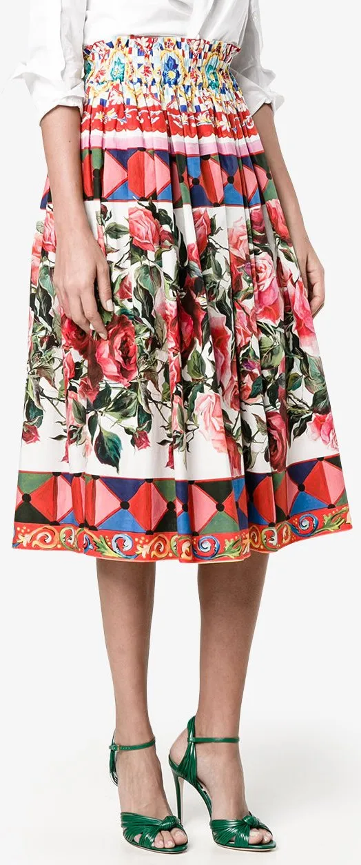 'Mambo' Print Pleated Skirt