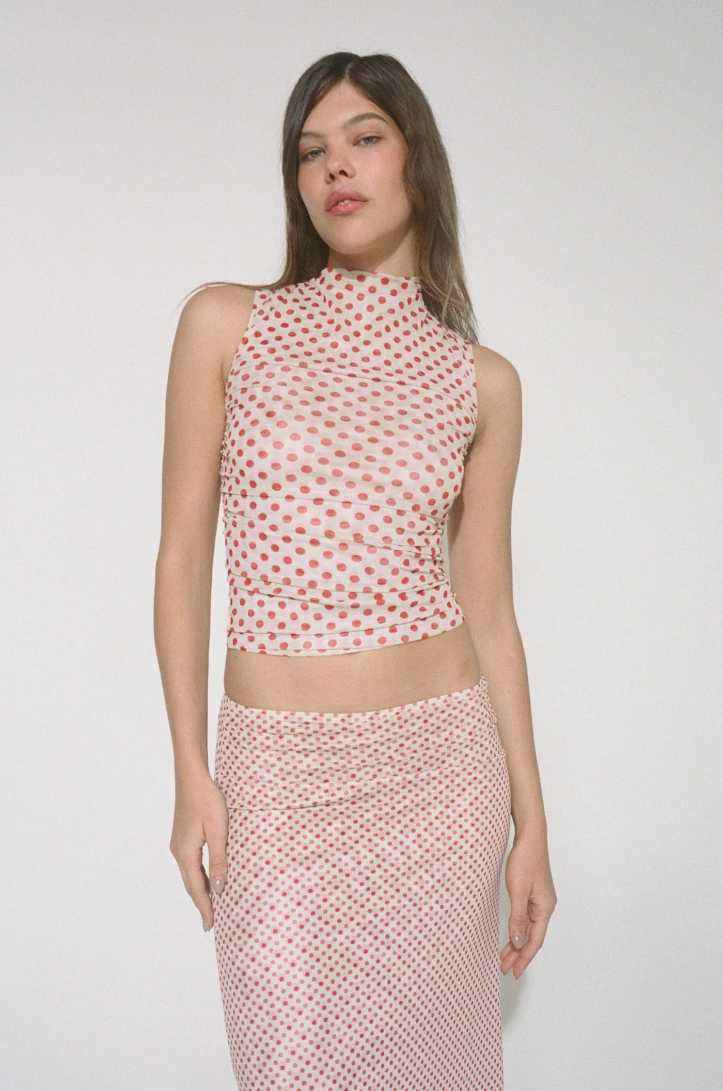 MARIA SKIRT - WHITE POLKA DOT